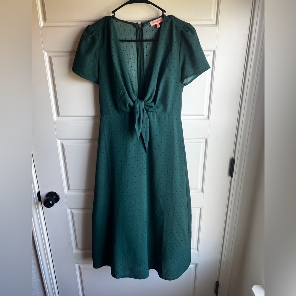 re:named Teal Tie-Front Midi Dress